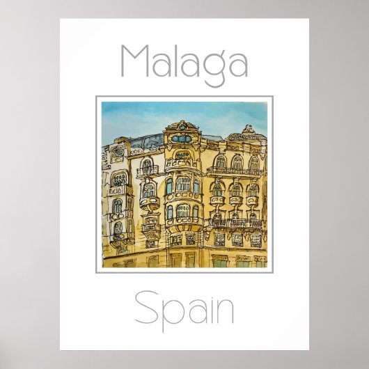 Reiseplakat für Malaga Spanien Poster (Vorne)