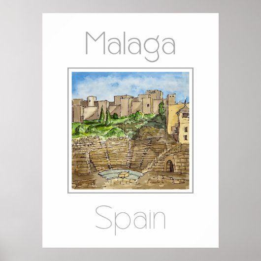 Reiseplakat für Malaga Spanien Poster (Vorne)