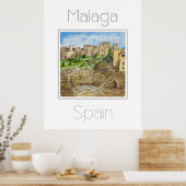Reiseplakat für Malaga Spanien Poster (Küche)