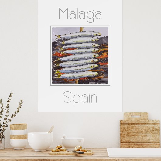 Reiseplakat für Malaga Spanien Poster (Küche)