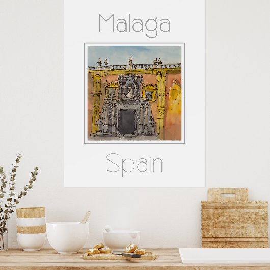 Reiseplakat für Malaga Spanien Poster (Küche)