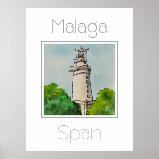 Reiseplakat für Malaga Spanien Poster (Vorne)