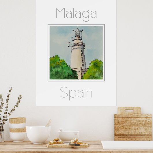 Reiseplakat für Malaga Spanien Poster (Küche)