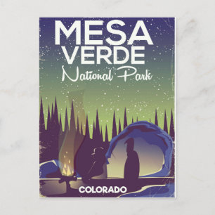 Reiseplakat für Mesa Verde Nationalpark-Camping Postkarte
