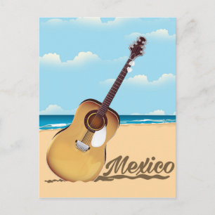 Reiseplakat für mexikanische Gitarren Beach Postkarte