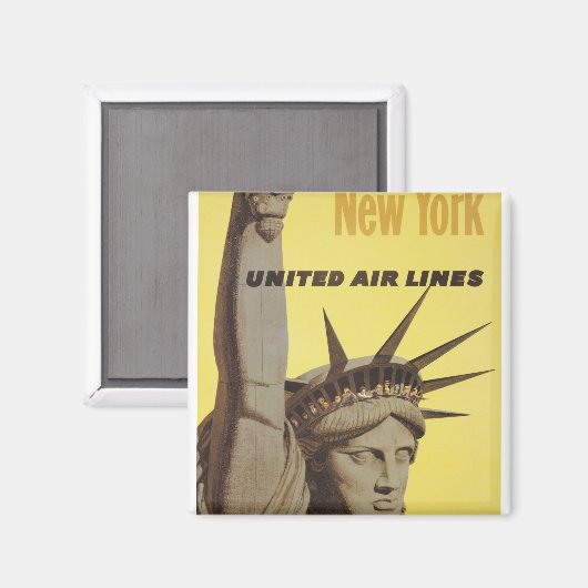 Reiseplakat für New York, United Air Lines Magnet (Vorderseite/Rückseite)