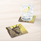 Reiseplakat für New York, United Air Lines Rechteckiger Pappuntersetzer (Vor Ort)