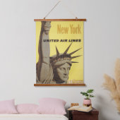 Reiseplakat für New York, United Air Lines Wandteppich Mit Holzrahmen (Schlafzimmer)