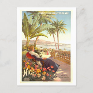Reiseplakat für Nizza, Frankreich im Vintage-Stil Postkarte