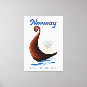 Reiseplakat für Norwegens Langboot Leinwanddruck