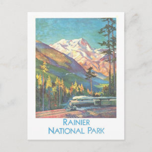 Reiseplakat für Rainier National Park im Vintage-S Postkarte