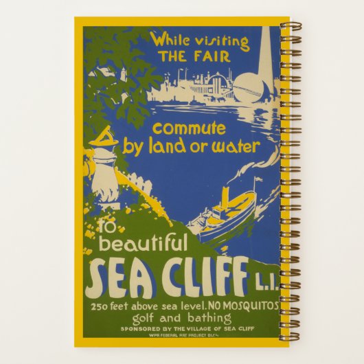 Reiseplakat für Sea Cliff, Long Island 2 Notizblock (Rückseite)