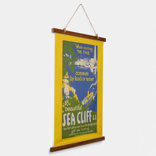 Reiseplakat für Sea Cliff, Long Island 2 Wandteppich Mit Holzrahmen (Gewinkelt)