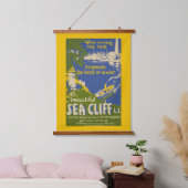 Reiseplakat für Sea Cliff, Long Island 2 Wandteppich Mit Holzrahmen (Schlafzimmer)