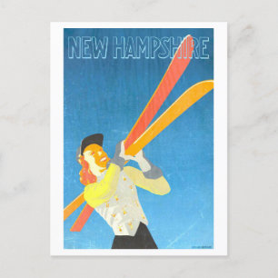 Reiseplakat für Skifahren in New Hampshire im Vint Postkarte