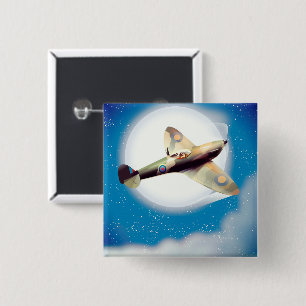 Reiseplakat für Spitfire-Flugzeuge Button