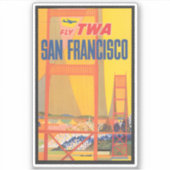 Reiseplakat für TWA nach San Francisco Aufkleber (Vorderseite)