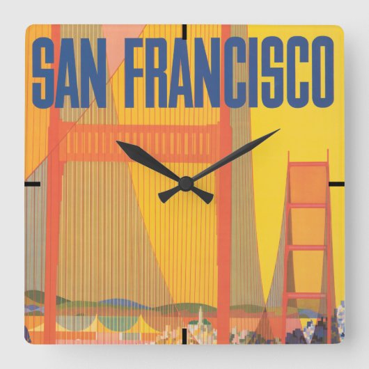 Reiseplakat für TWA nach San Francisco Quadratische Wanduhr (Vorderseite)