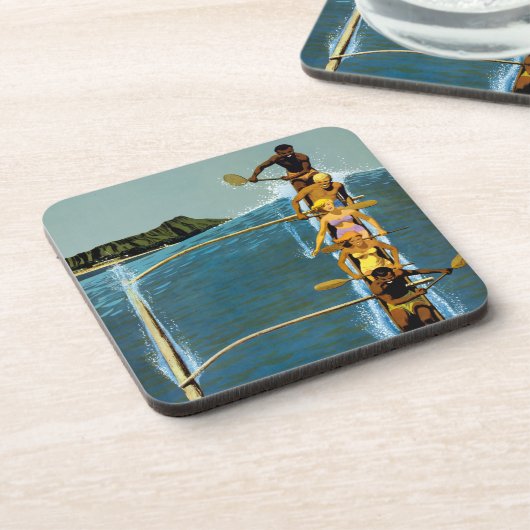 Reiseplakat für United Air Lines nach Hawaii Getränkeuntersetzer (Linke Seite)