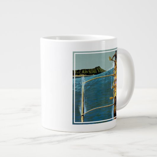 Reiseplakat für United Air Lines nach Hawaii Jumbo-Tasse (Vorderseite Rechts)