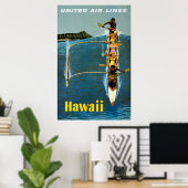 Reiseplakat für United Air Lines nach Hawaii Poster (Heimbüro)