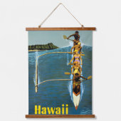 Reiseplakat für United Air Lines nach Hawaii Wandteppich Mit Holzrahmen (Vorderseite)