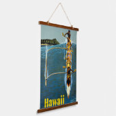 Reiseplakat für United Air Lines nach Hawaii Wandteppich Mit Holzrahmen (Gewinkelt)