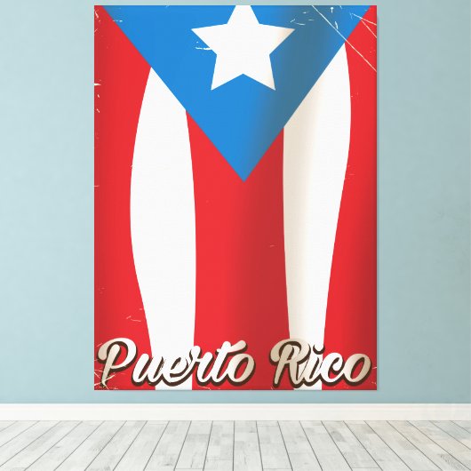 Reiseplakat für Vintage Flagge Leinwanddruck (Insitu (Holzboden))