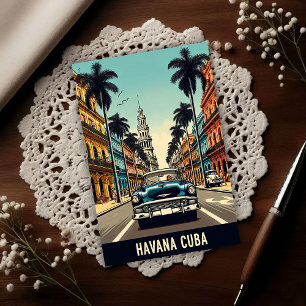 Reiseplakat für Vintage-Kuba mit klassischen Autos Postkarte