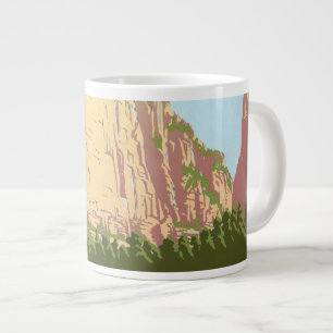 Reiseplakat für Zion National Park im Vintage-Stil Jumbo-Tasse