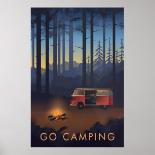Reiseplakat "Go Camping" Campervan-Version Poster