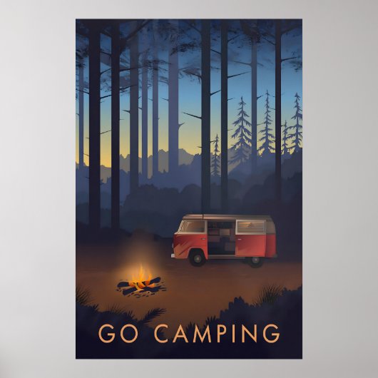 Reiseplakat "Go Camping" Campervan-Version Poster (Vorne)