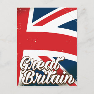 Reiseplakat Großbritannien im Vintage-Stil Postkarte