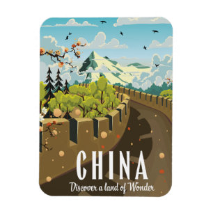 Reiseplakat Große Mauer von China Magnet