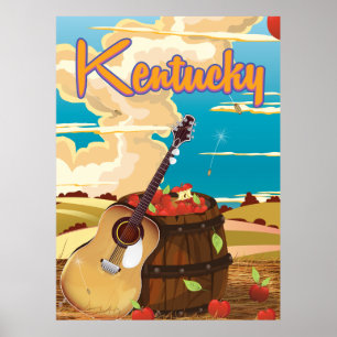 Reiseplakat im Vintage-Cartoon-Stil für Kentucky Poster