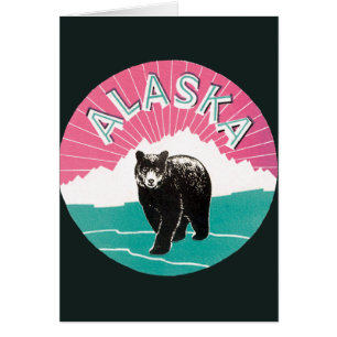 Reiseplakat im Vintage-Stil, Alaska Schwarzbär im