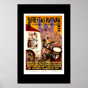Reiseplakat im Vintage-Stil Fiestas Havanna Kuba Poster