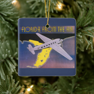 Reiseplakat im Vintage-Stil, Florida aus der Luft  Keramikornament