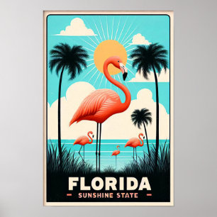 Reiseplakat im Vintage-Stil: Florida-Flamingo Poster