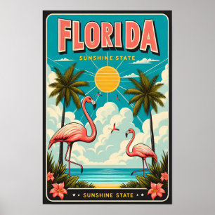 Reiseplakat im Vintage-Stil: Florida-Flamingo Poster