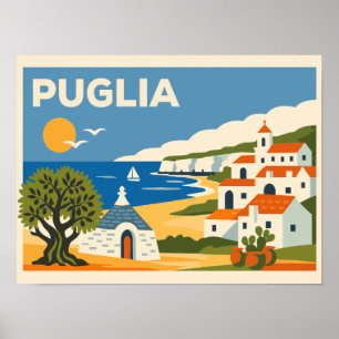 Reiseplakat im Vintage-Stil für Apulien Italien Poster