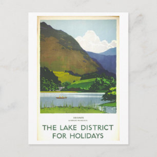 Reiseplakat im Vintage-Stil für den Lake District  Postkarte
