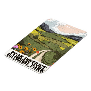 Reiseplakat im Vintage-Stil für den Peak-District- Magnet