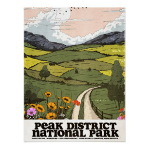 Reiseplakat im Vintage-Stil für den Peak-District- Poster