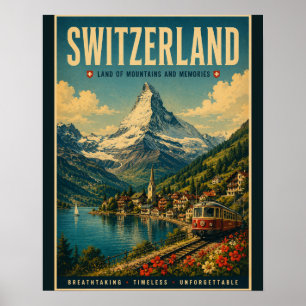 Reiseplakat im Vintage-Stil für die Schweiz mit Al Poster