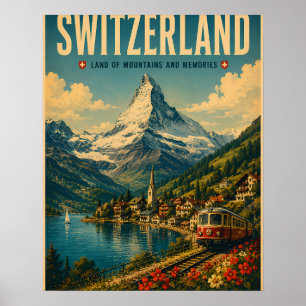 Reiseplakat im Vintage-Stil für die Schweiz mit Al Poster