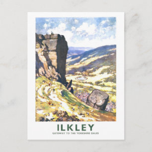Reiseplakat im Vintage-Stil für Ilkley in England Postkarte