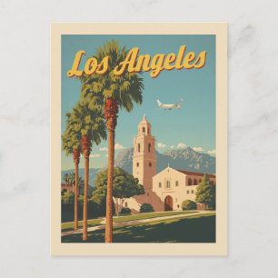 Reiseplakat im Vintage-Stil für Los Angeles Missio Postkarte