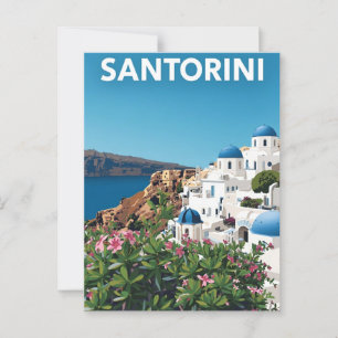 Reiseplakat im Vintage-Stil für Santorin Griechenl Postkarte
