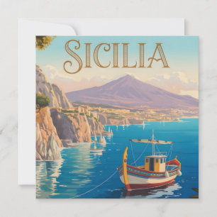 Reiseplakat im Vintage-Stil für Sizilien Italien Feiertagskarte